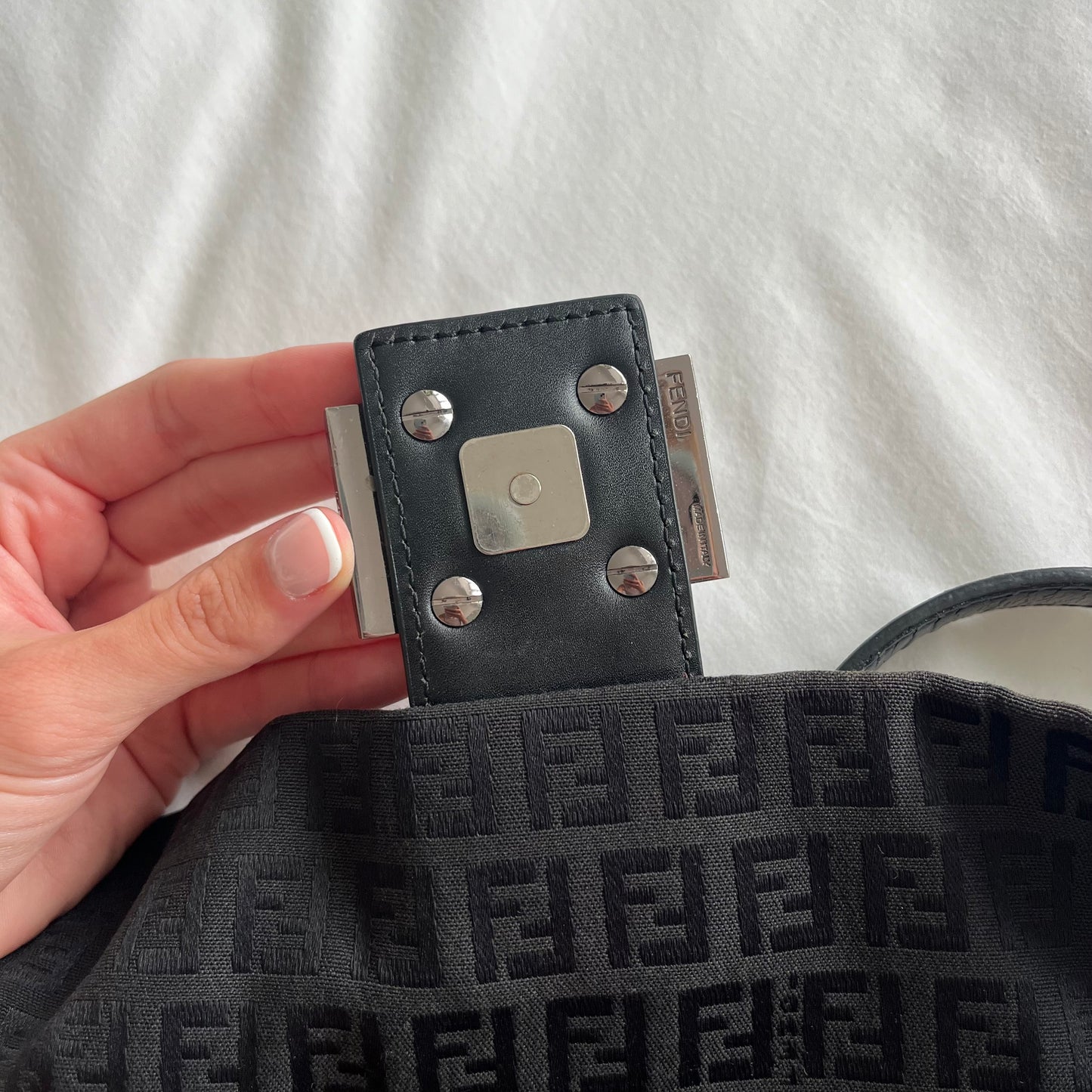 Fendi Zucchino Flap Baguette Bag