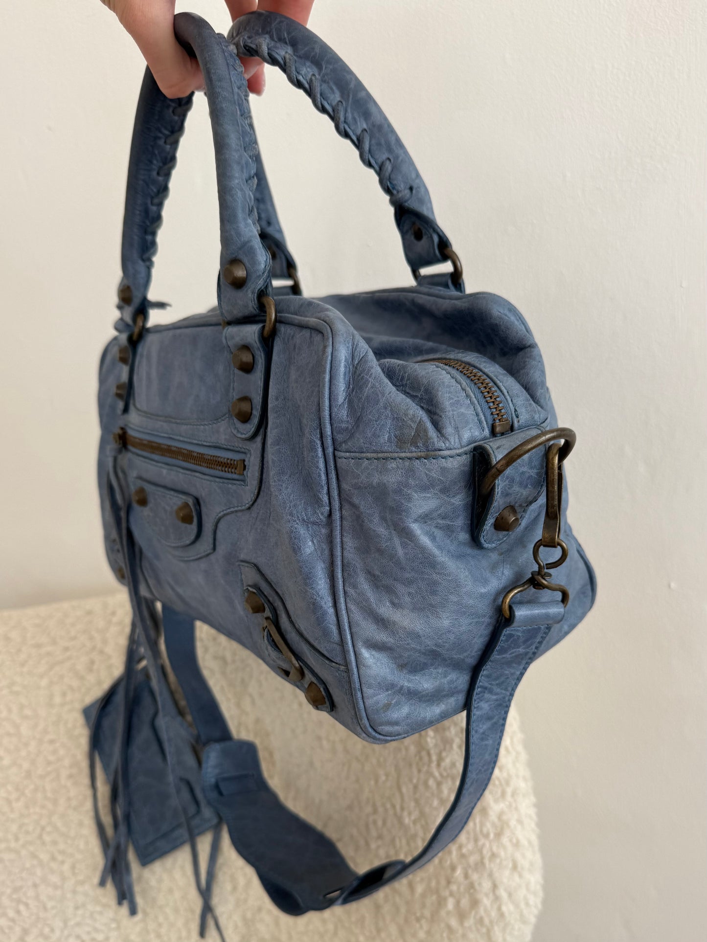 Balenciaga City Bag Blue Leather Classic Hardware