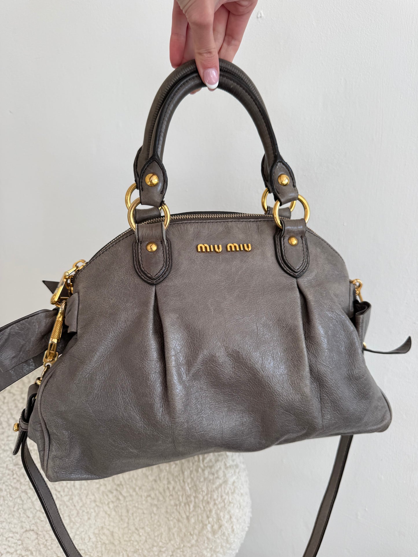 Miu Miu 2-Way Vitello Lux Bow Bag