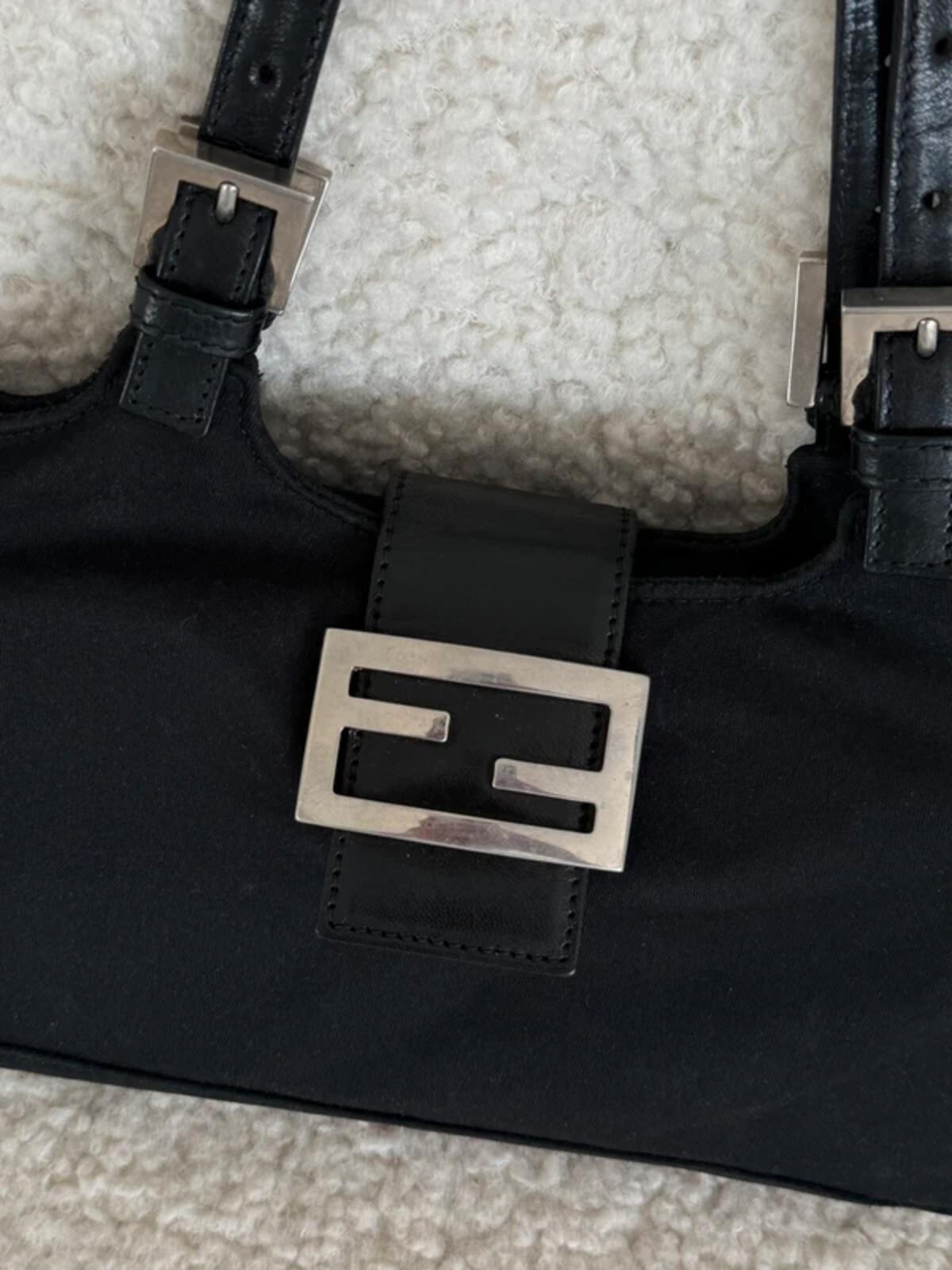 Fendi Black Nylon Mamma Baguette Mini Shoulder Bag