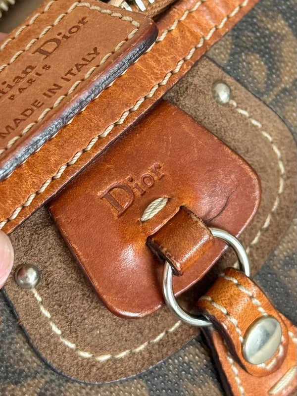 Large christian dior trotter monogram boston shoulder bag