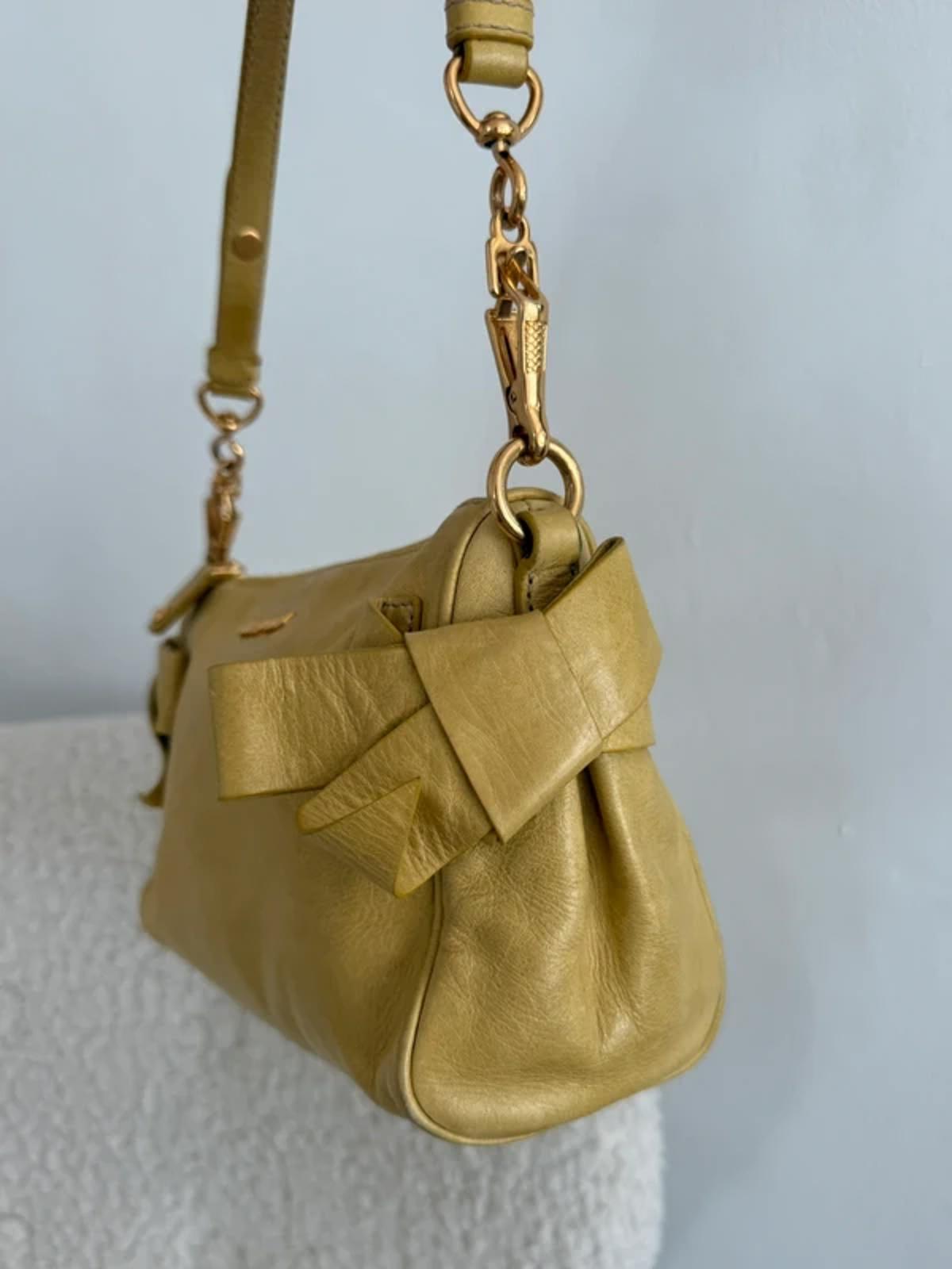 Miu Miu Bow Shoulder Bag Yellow Leather