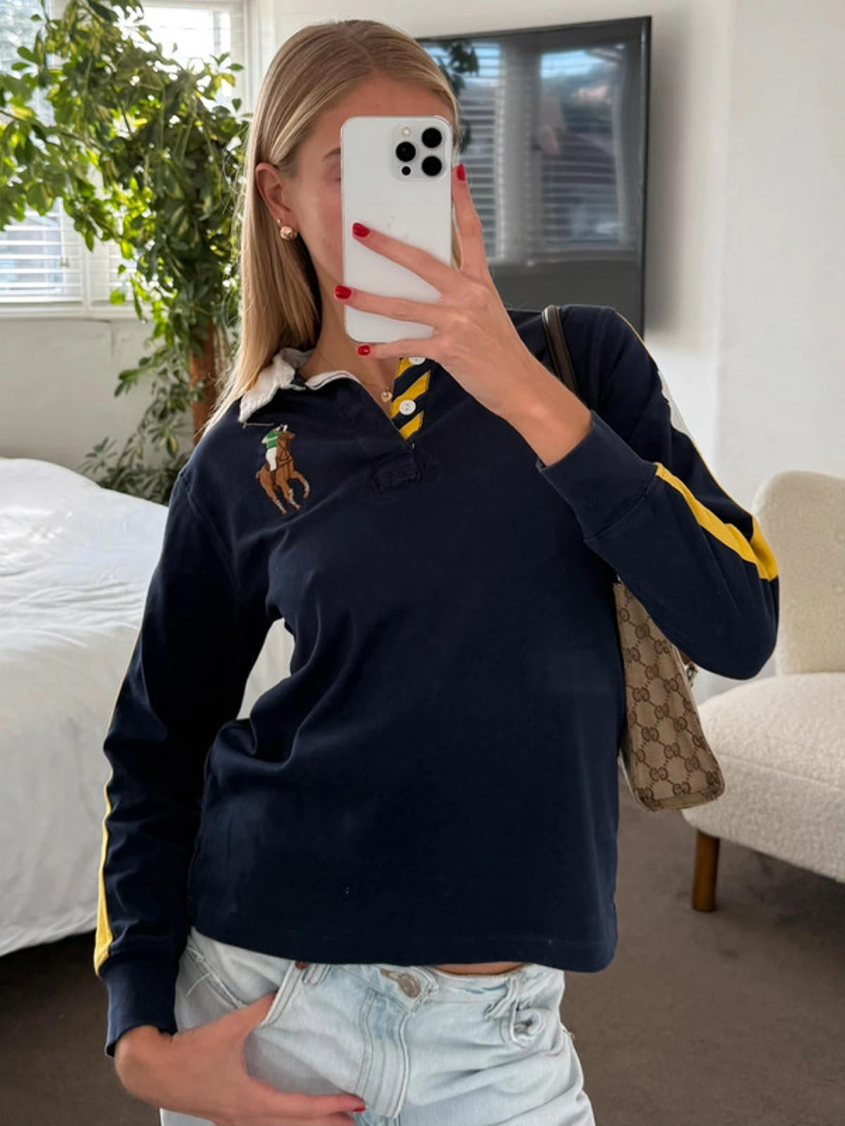 Ralph Lauren Navy & Yellow Long Sleeve Rugby
