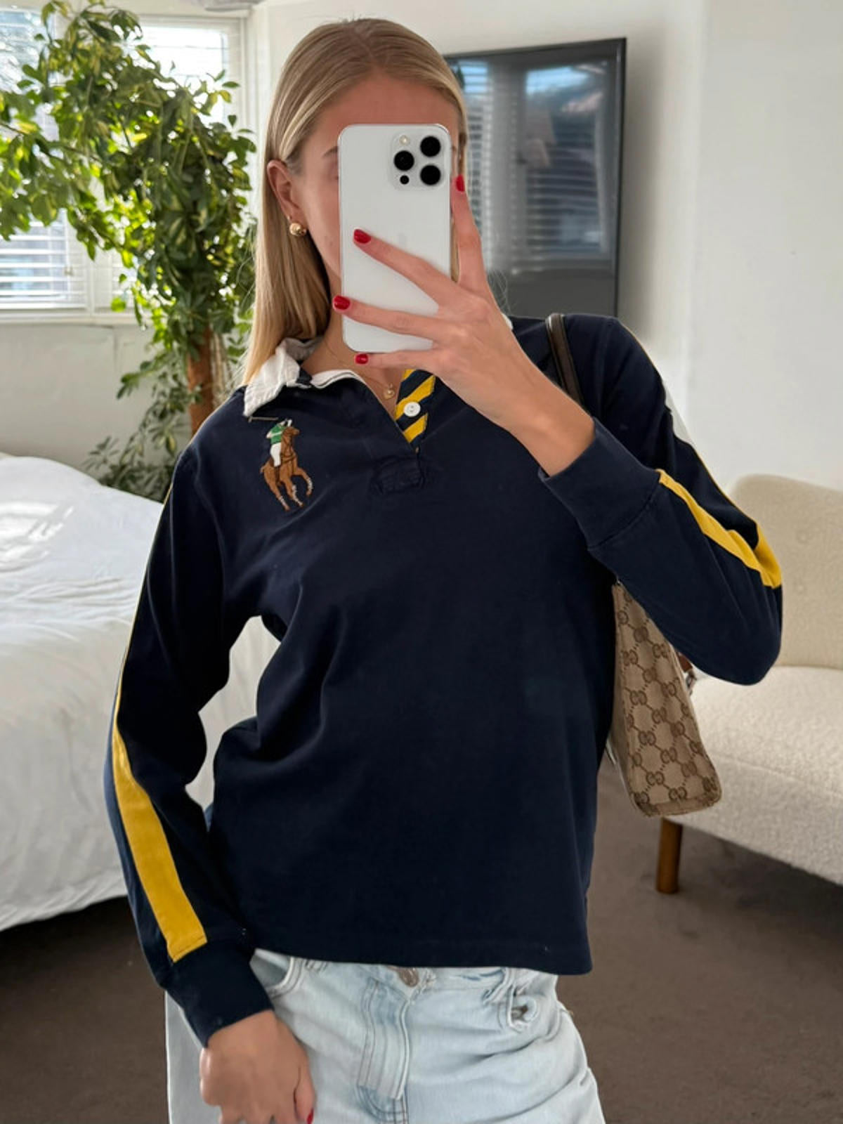 Ralph Lauren Navy & Yellow Long Sleeve Rugby