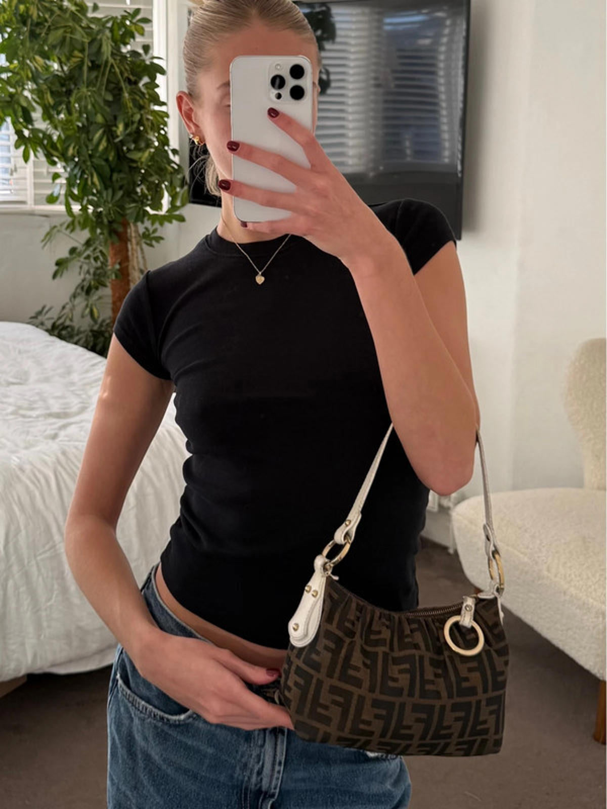 Fendi Zucca Canvas Mini Shoulder Bag