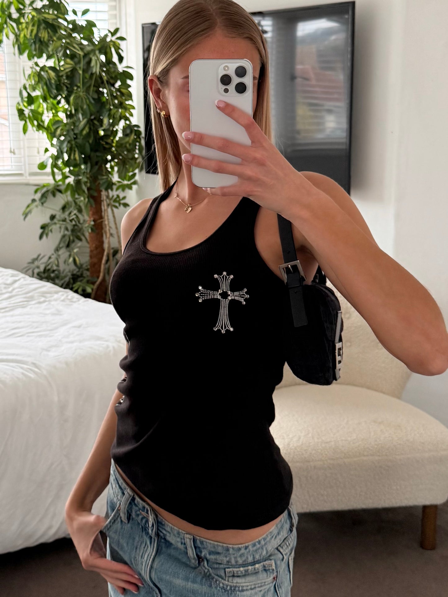Chrome Hearts Cross Logo Ribbed Tank Top