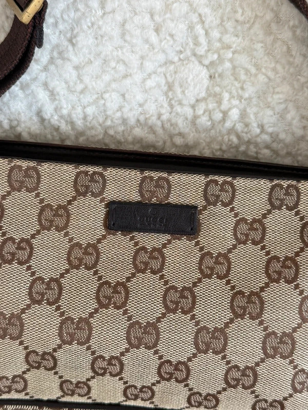 gucci gg canvas shoulder bag beige brown