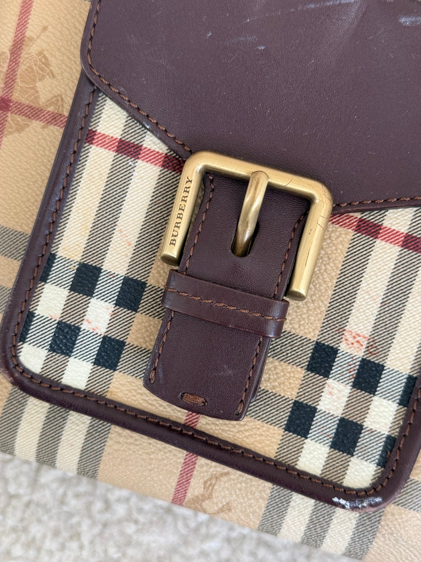 Vintage Burberry Haymarket Check Rectangle Handbag