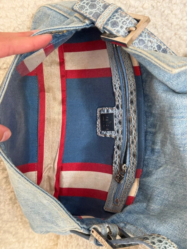 Fendi Denim Baguette Shoulder Bag