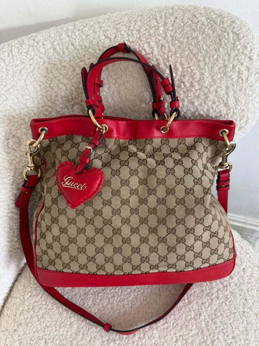 Gucci GG canvas Valentine top handle bag