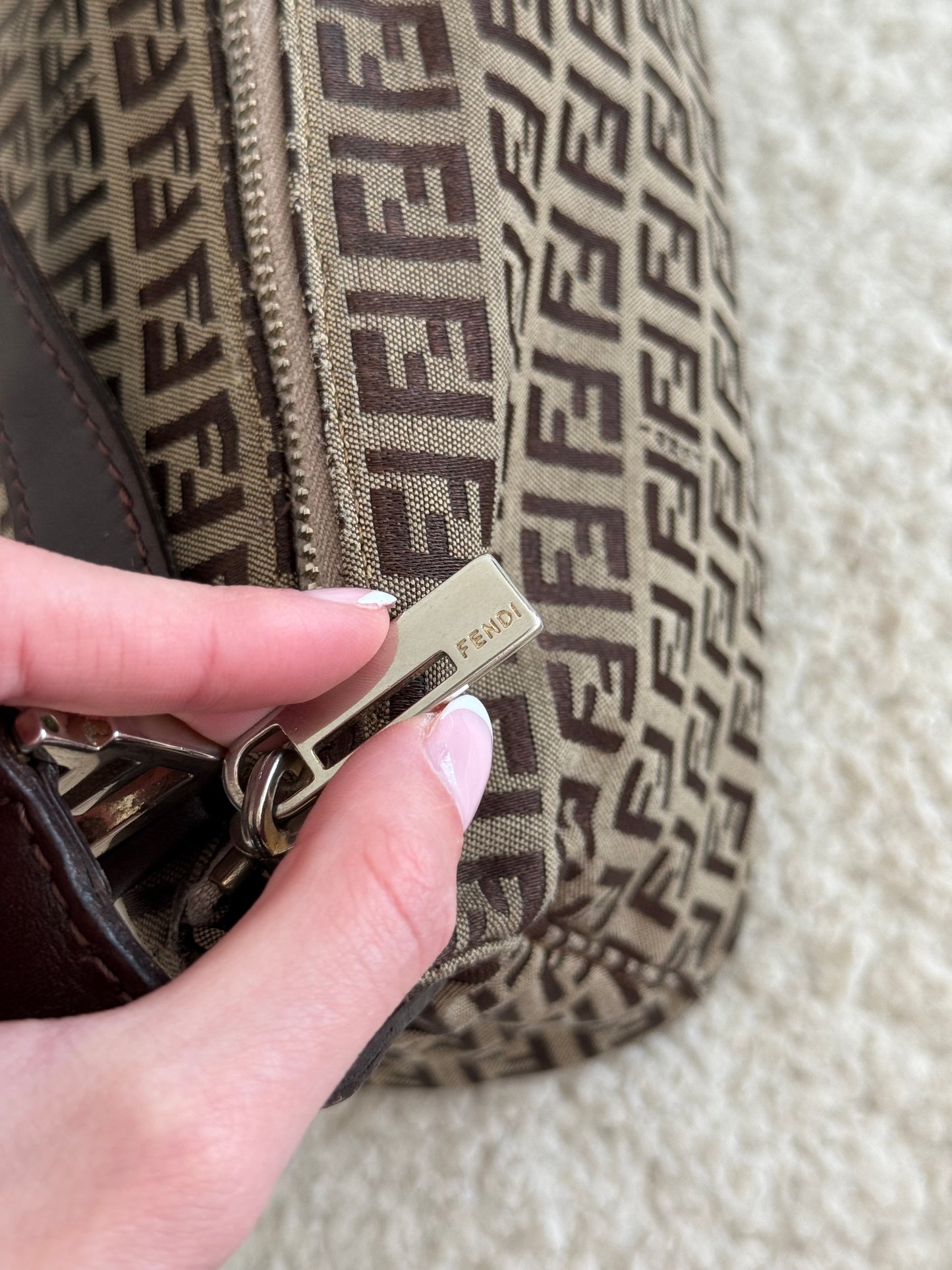 Fendi Zucchino Canvas Pochette – Brown FF