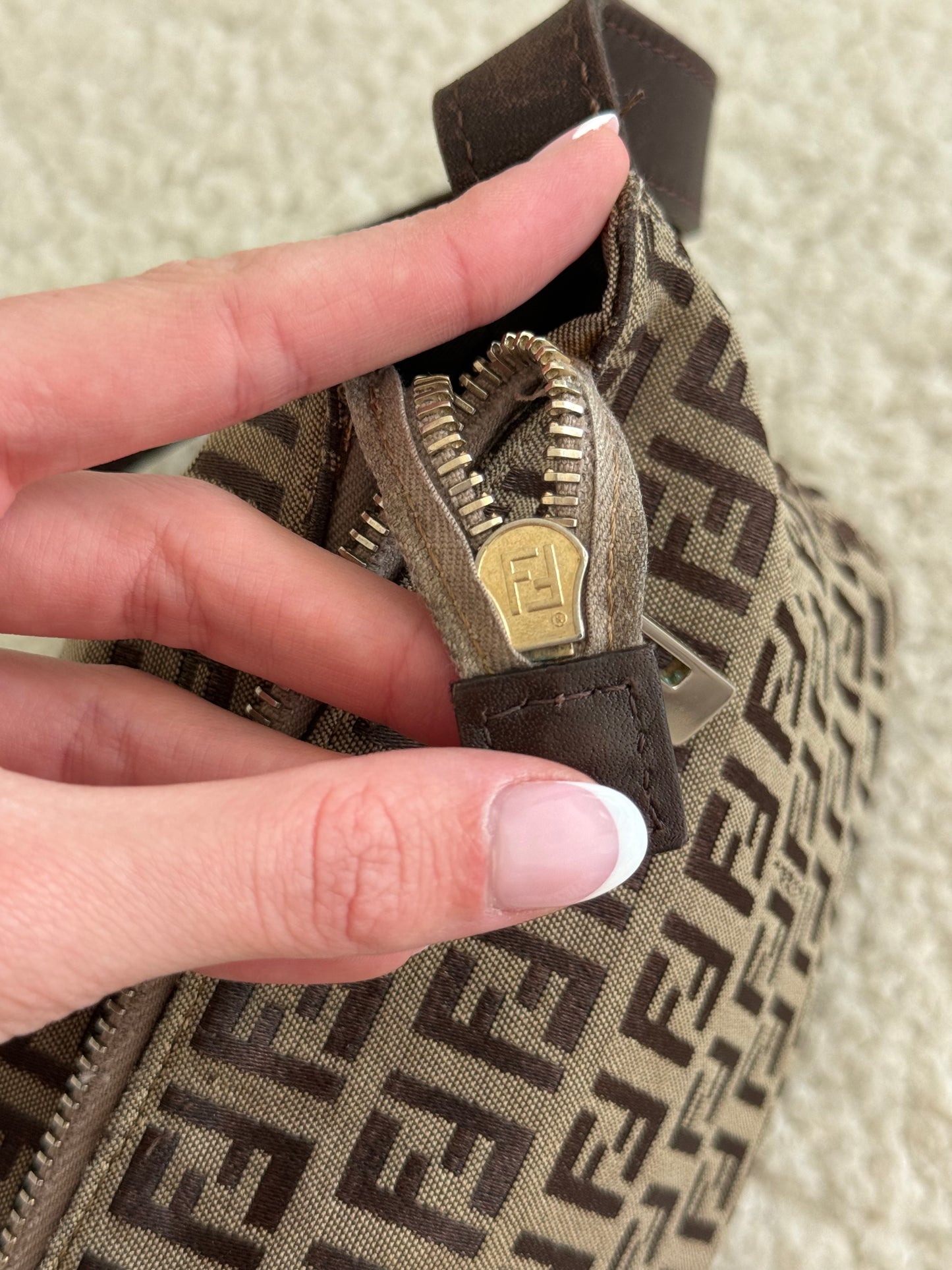 Fendi Zucchino Canvas Pochette – Brown FF