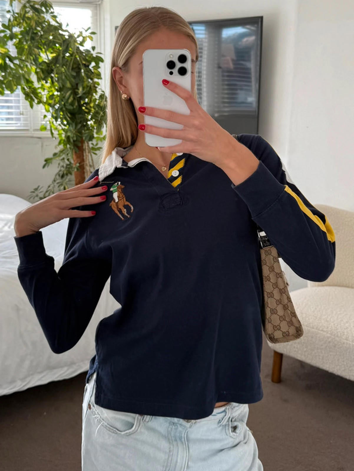 Ralph Lauren Navy & Yellow Long Sleeve Rugby