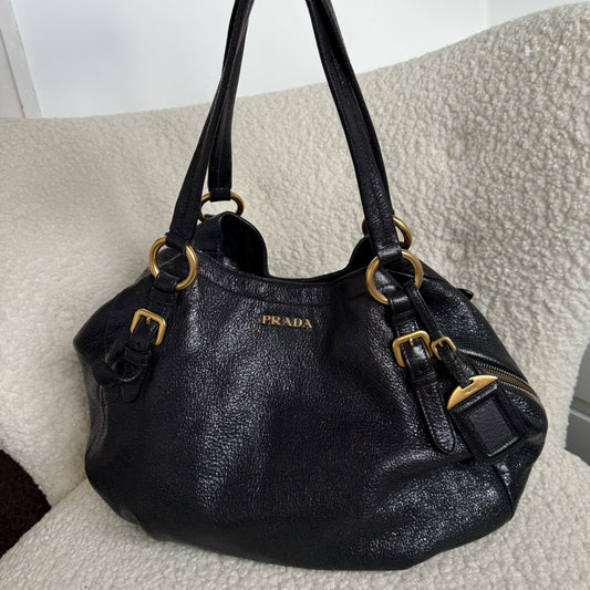 Prada Cervo Metallic Hobo Bag