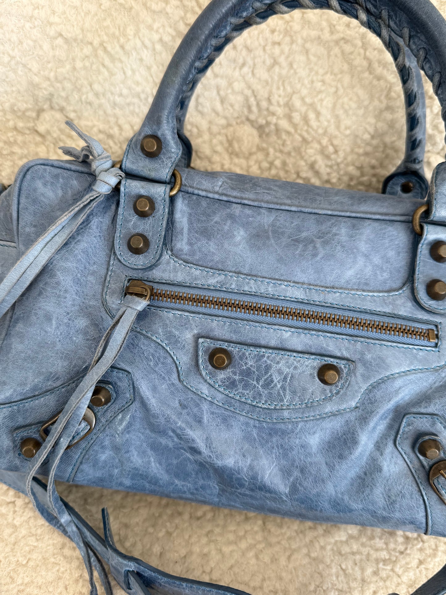 Balenciaga City Bag Blue Leather Classic Hardware
