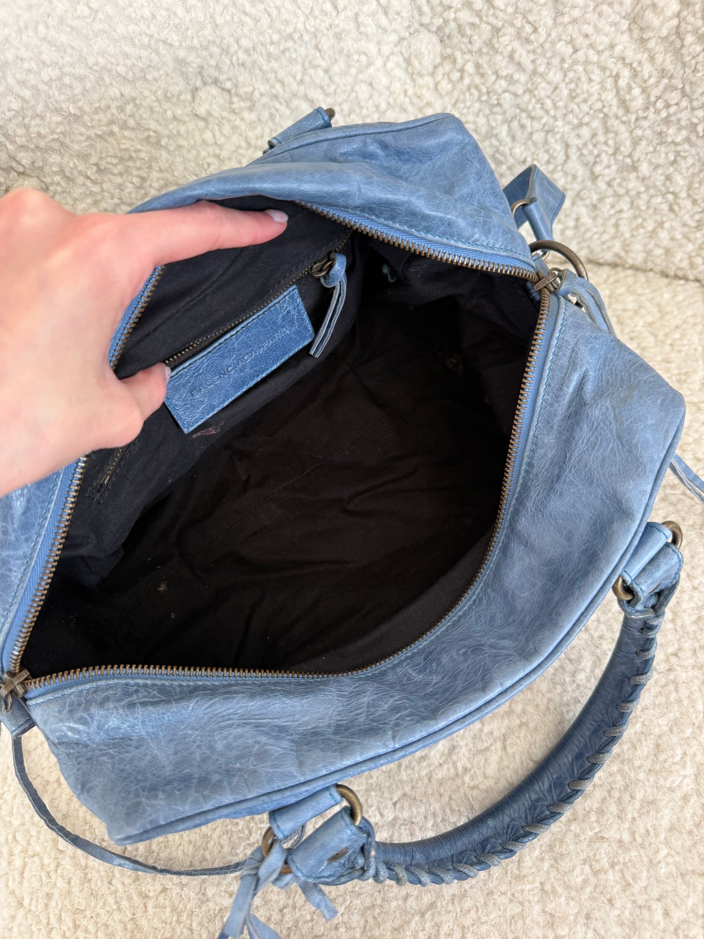 Balenciaga City Bag Blue Leather Classic Hardware