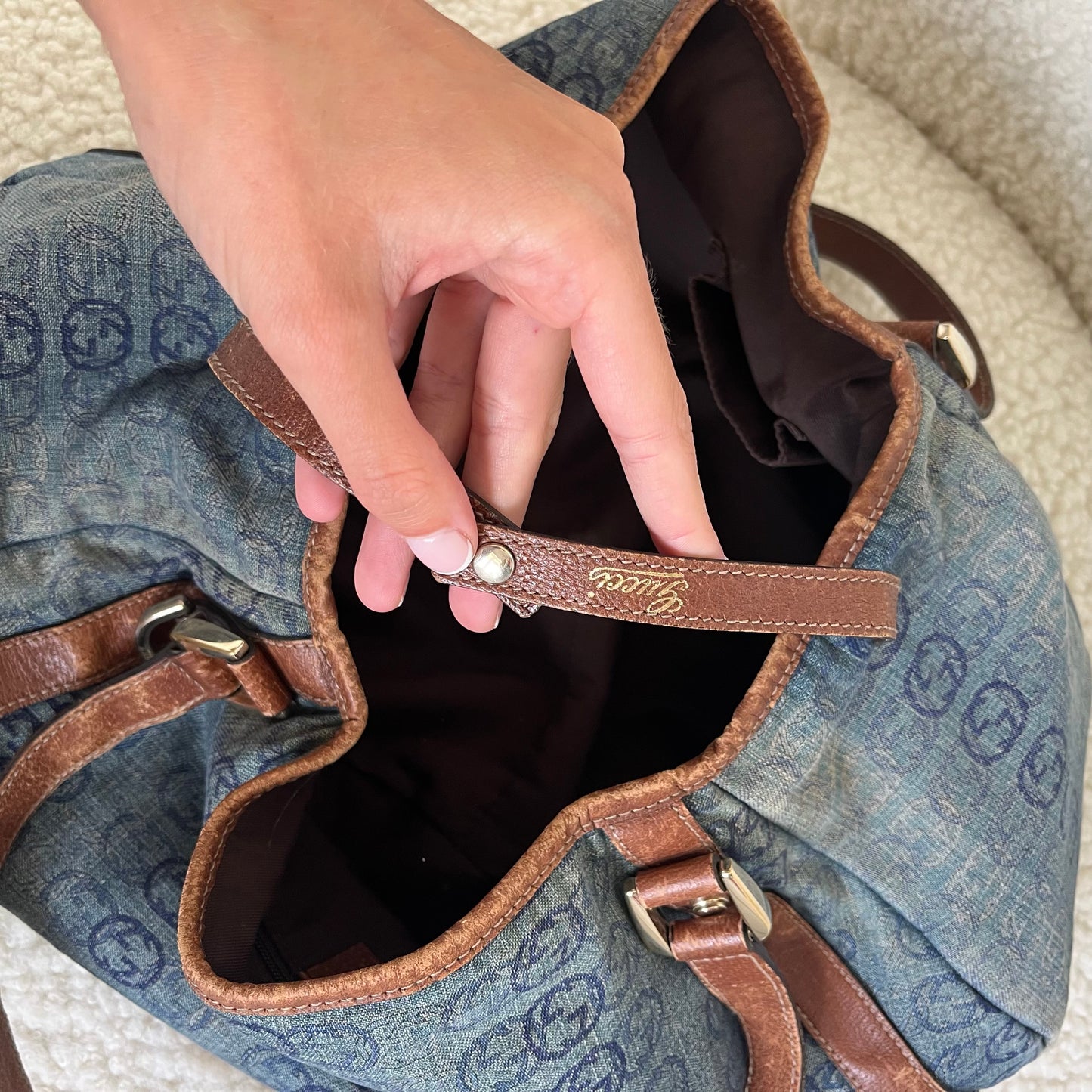 Gucci Abbey Denim Tote Bag