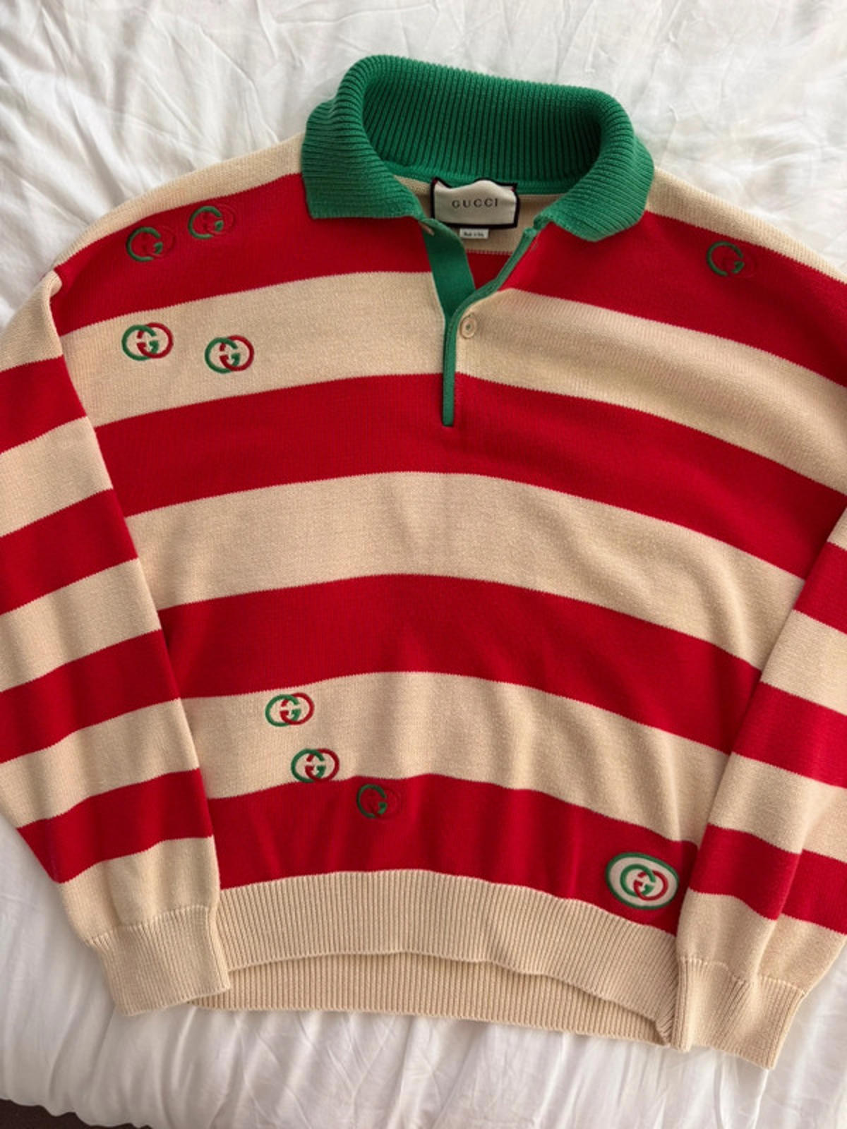 Gucci striped knit polo jumper