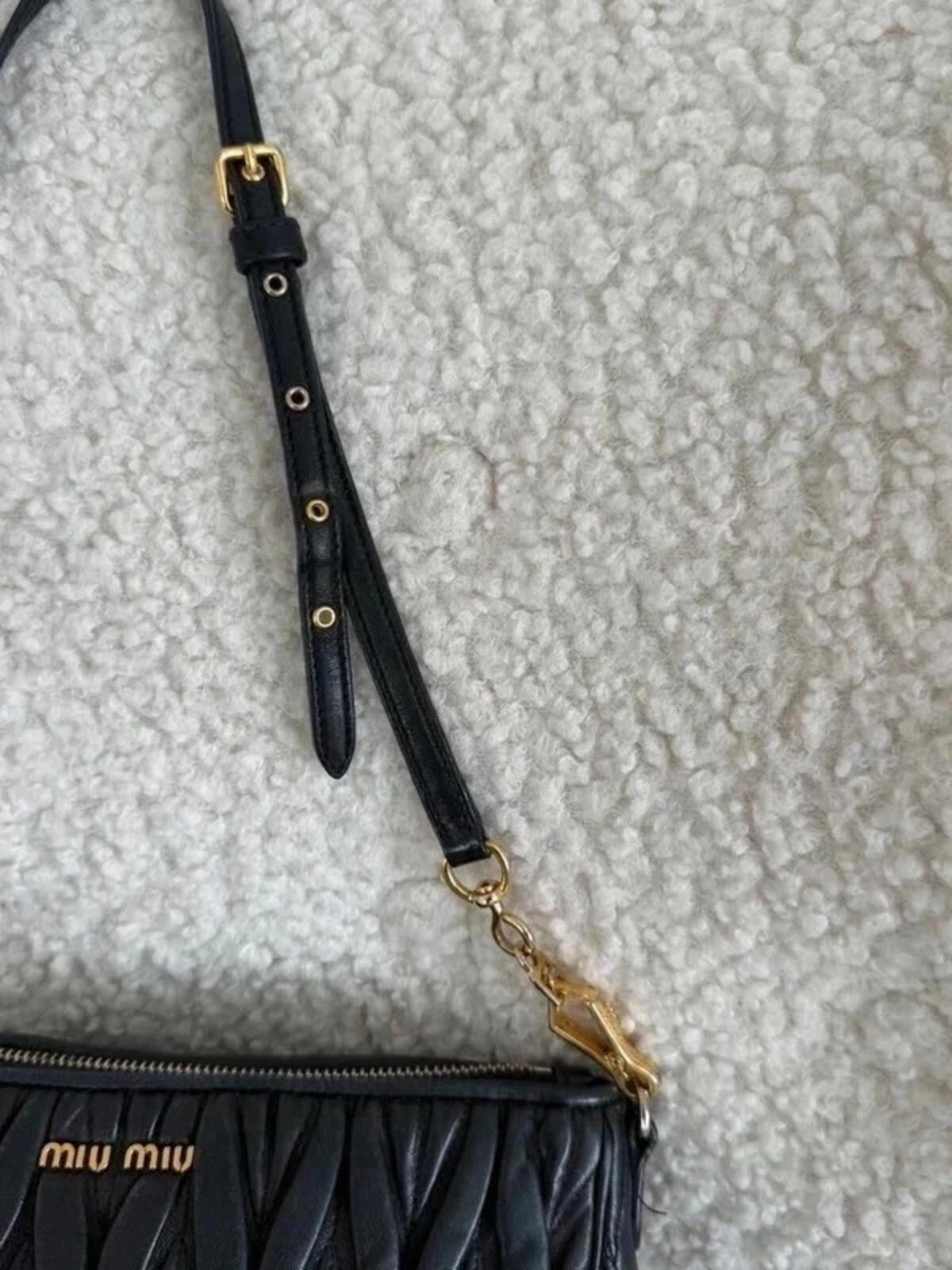 Miu Miu matelassé leather shoulder bag in black