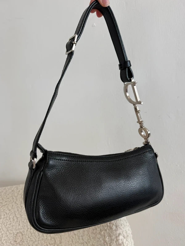Christian Dior black leather Diorissimo shoulder bag