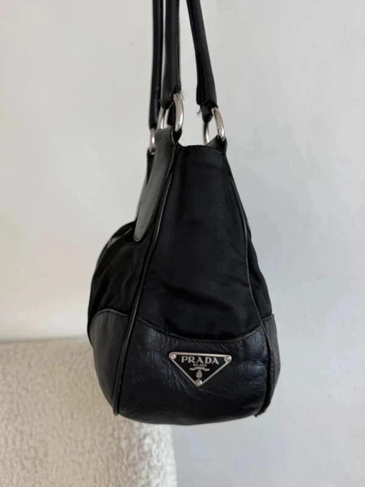 Prada nylon buckle half moon shoulder bag in black