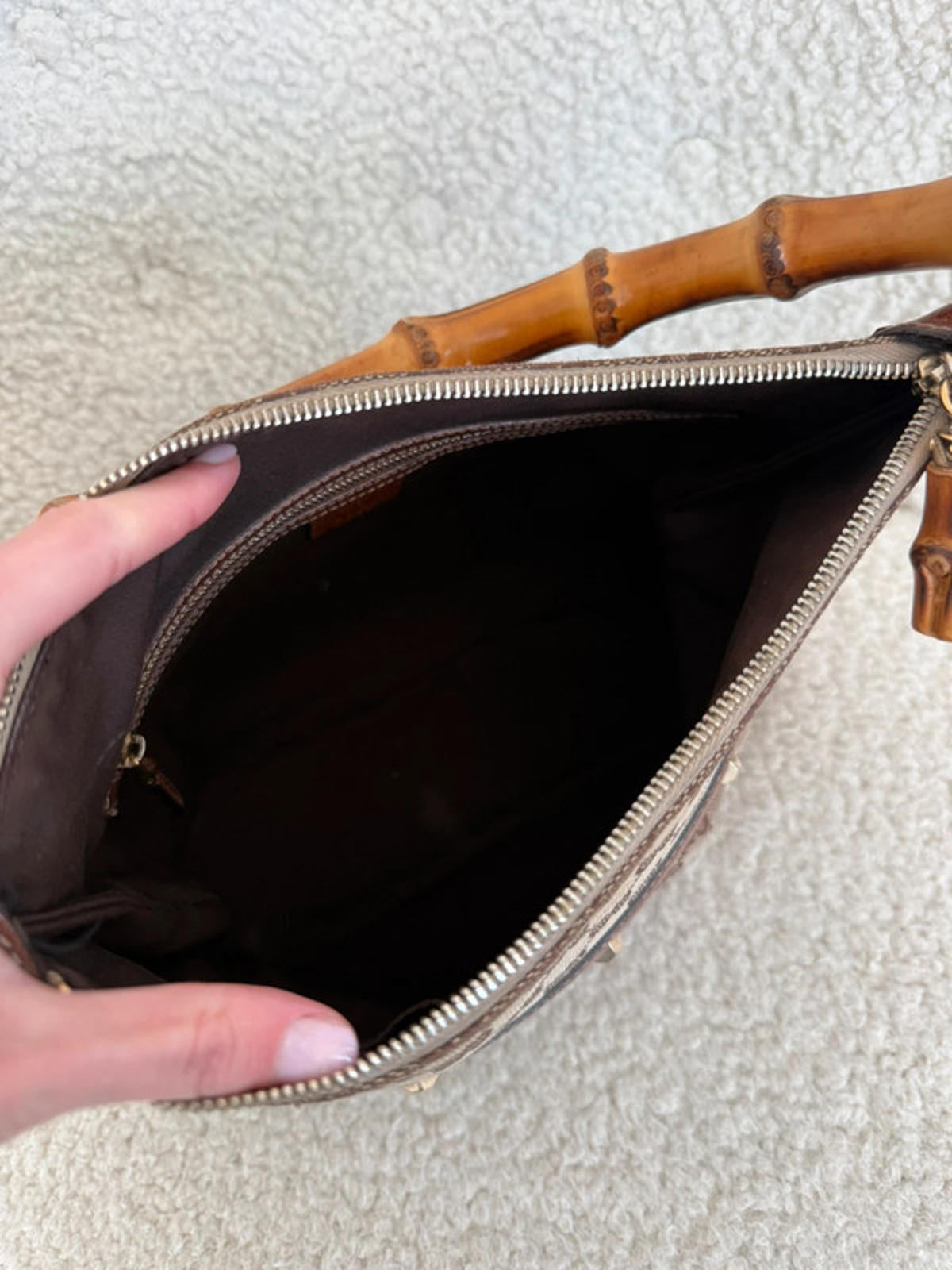 Gucci GG canvas bamboo handle shoulder bag