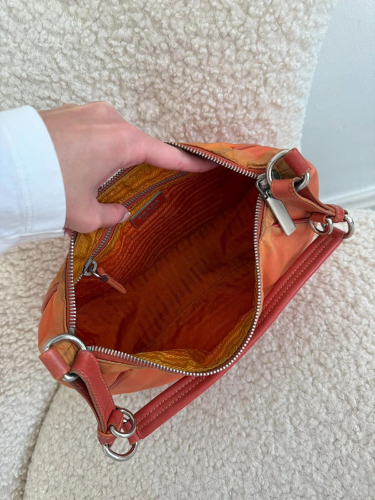 Prada Tessuto Nylon Shoulder Bag – Orange