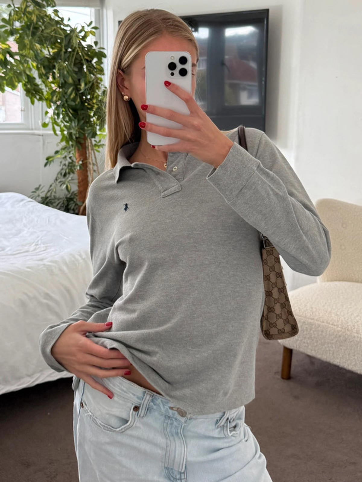 Ralph Lauren Grey Long Sleeve Polo