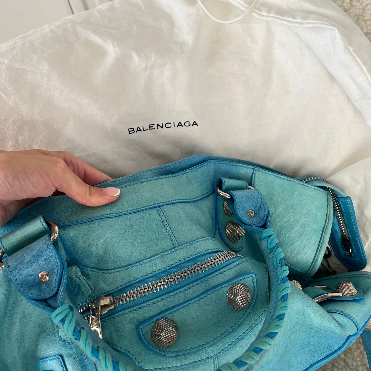 Turquoise Balenciaga City Bag