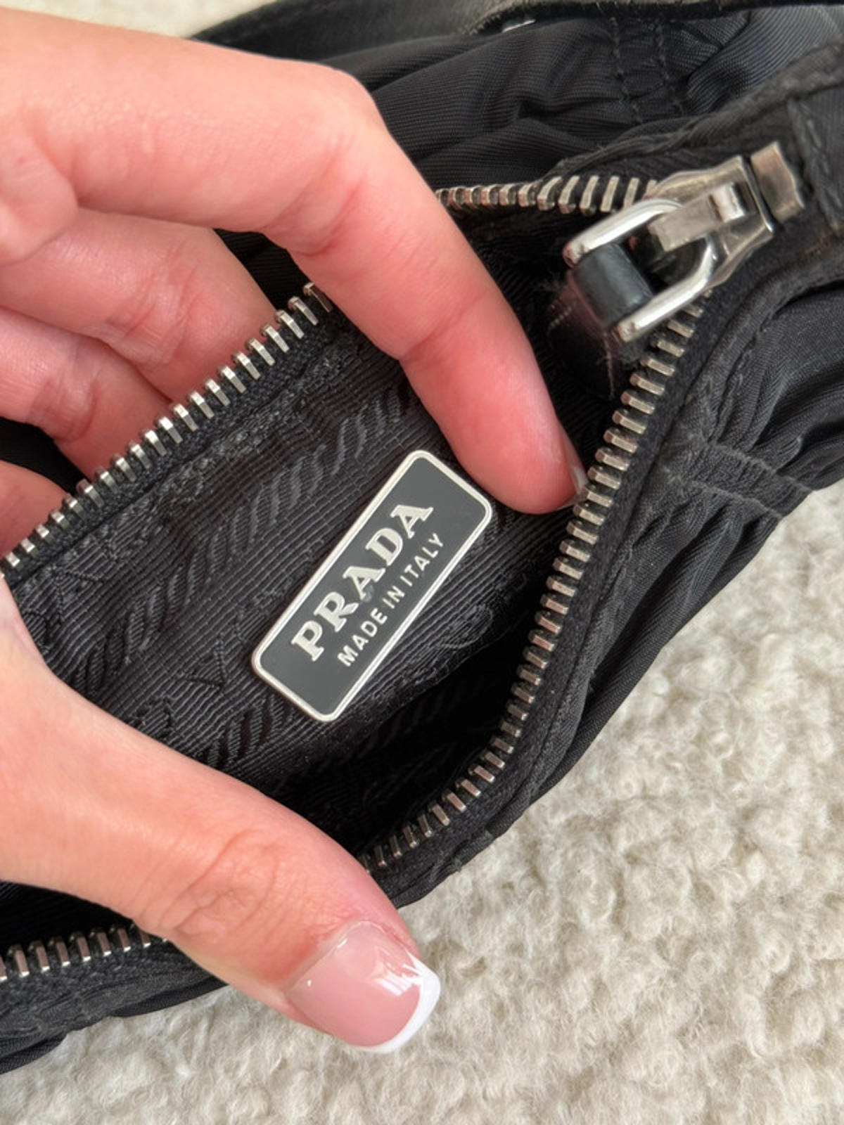 Prada Tessuto Ruched Nylon Mini Shoulder Bag