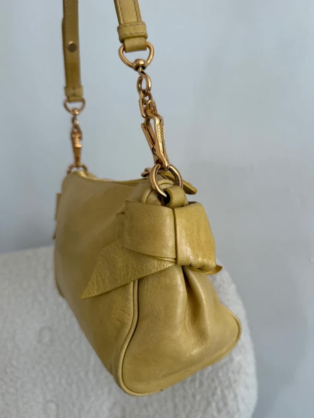Miu Miu Bow Shoulder Bag Yellow Leather