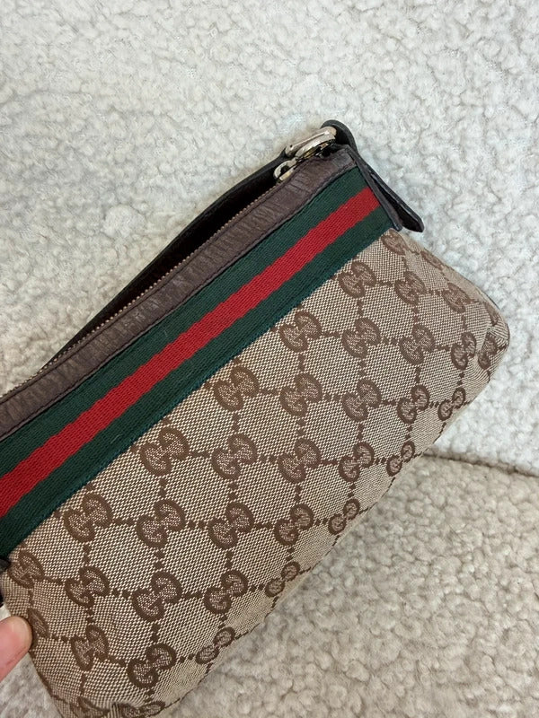 Gucci GG Canvas Web Stripe Pochette Shoulder Bag