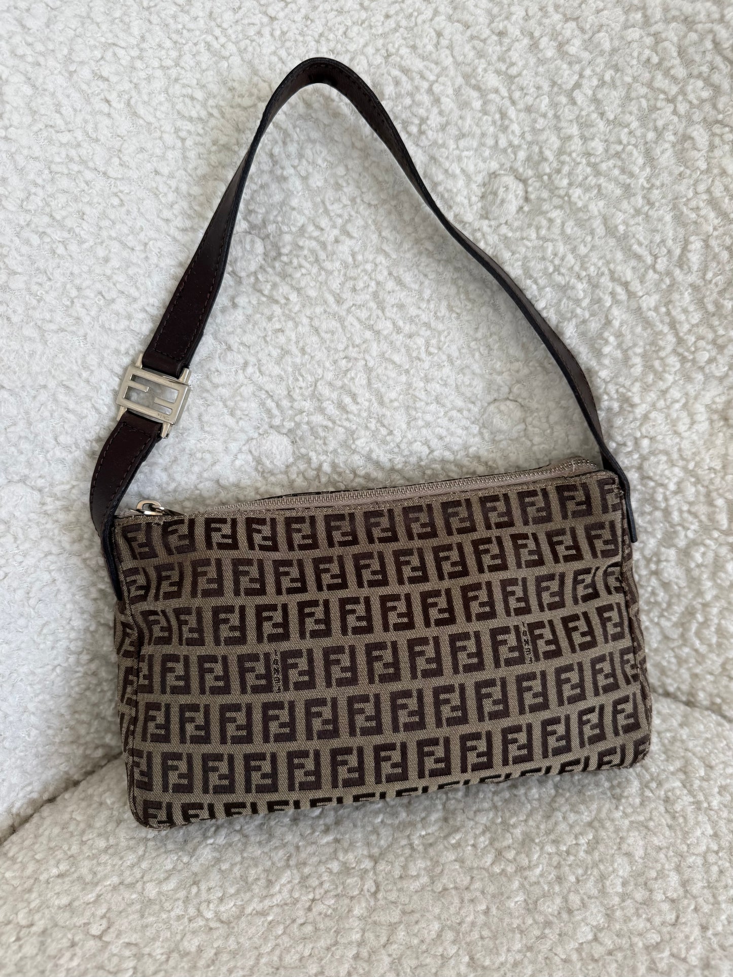 Fendi Zucchino Canvas Pochette – Brown FF
