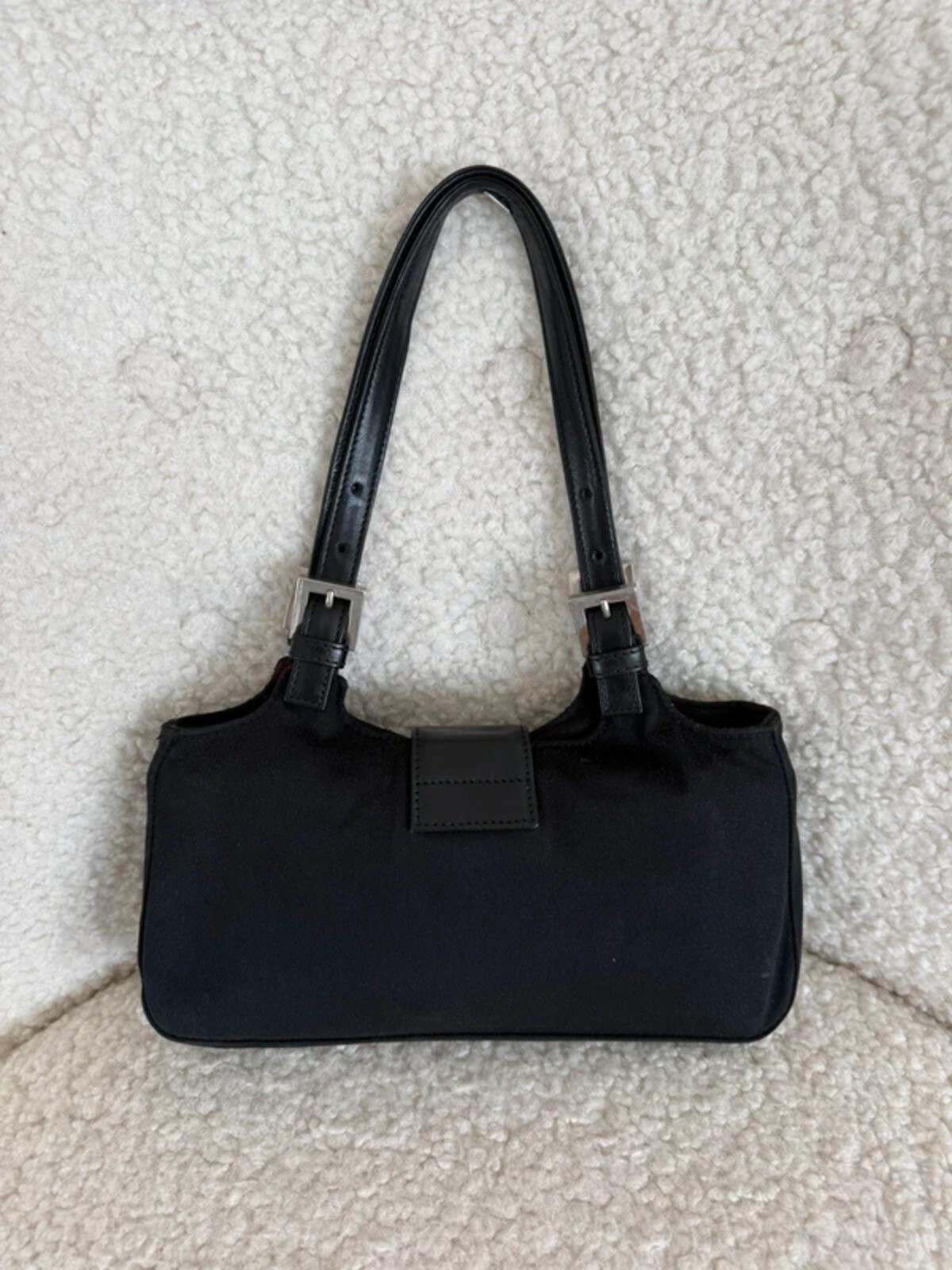 Fendi Black Nylon Mamma Baguette Mini Shoulder Bag