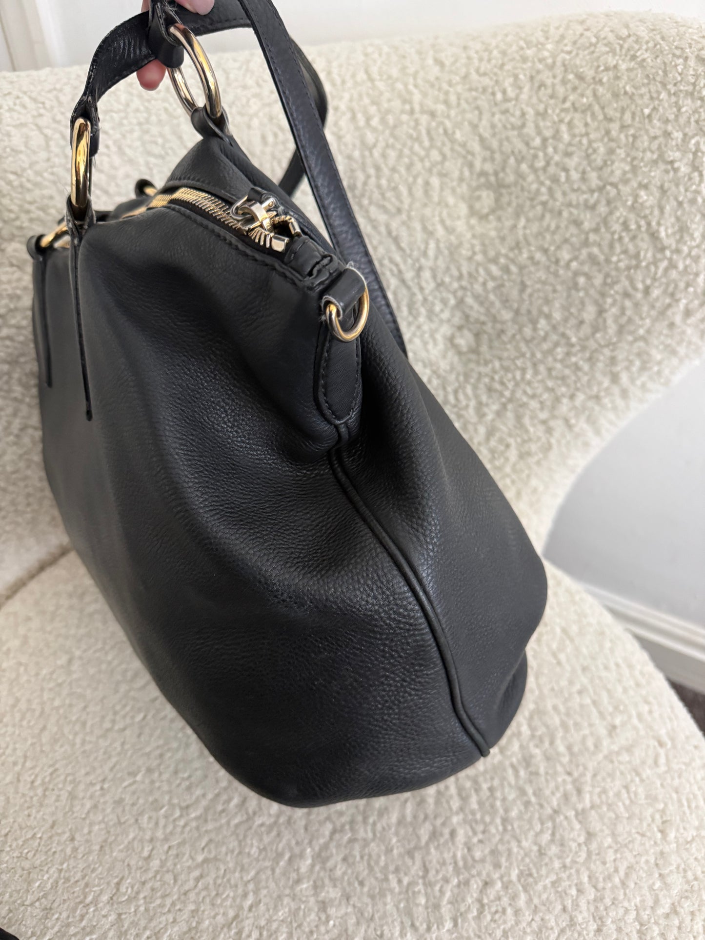 Miu Miu black leather tote bag