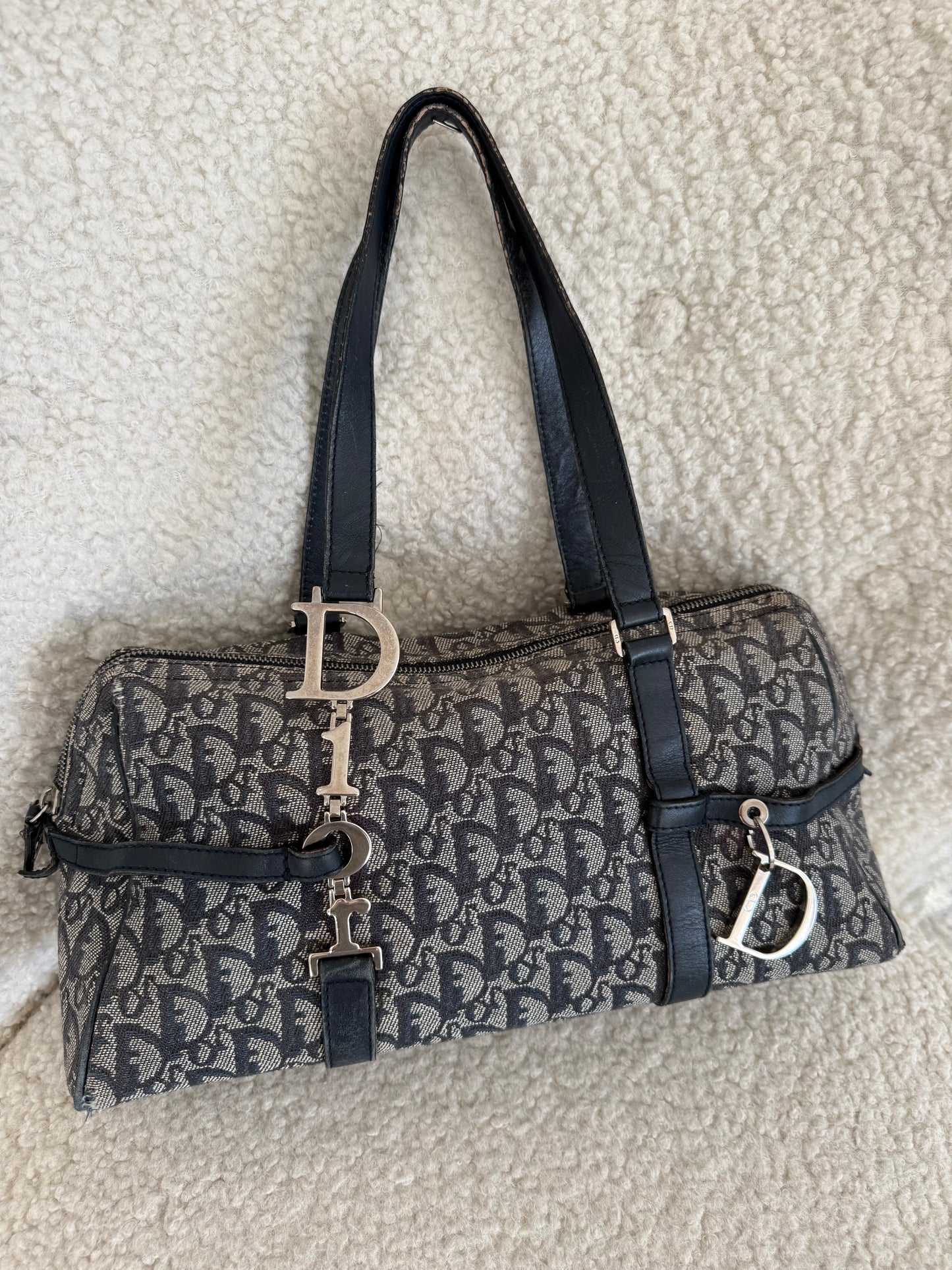 Christian Dior Trotter Oblique Logo Charm Shoulder Bag