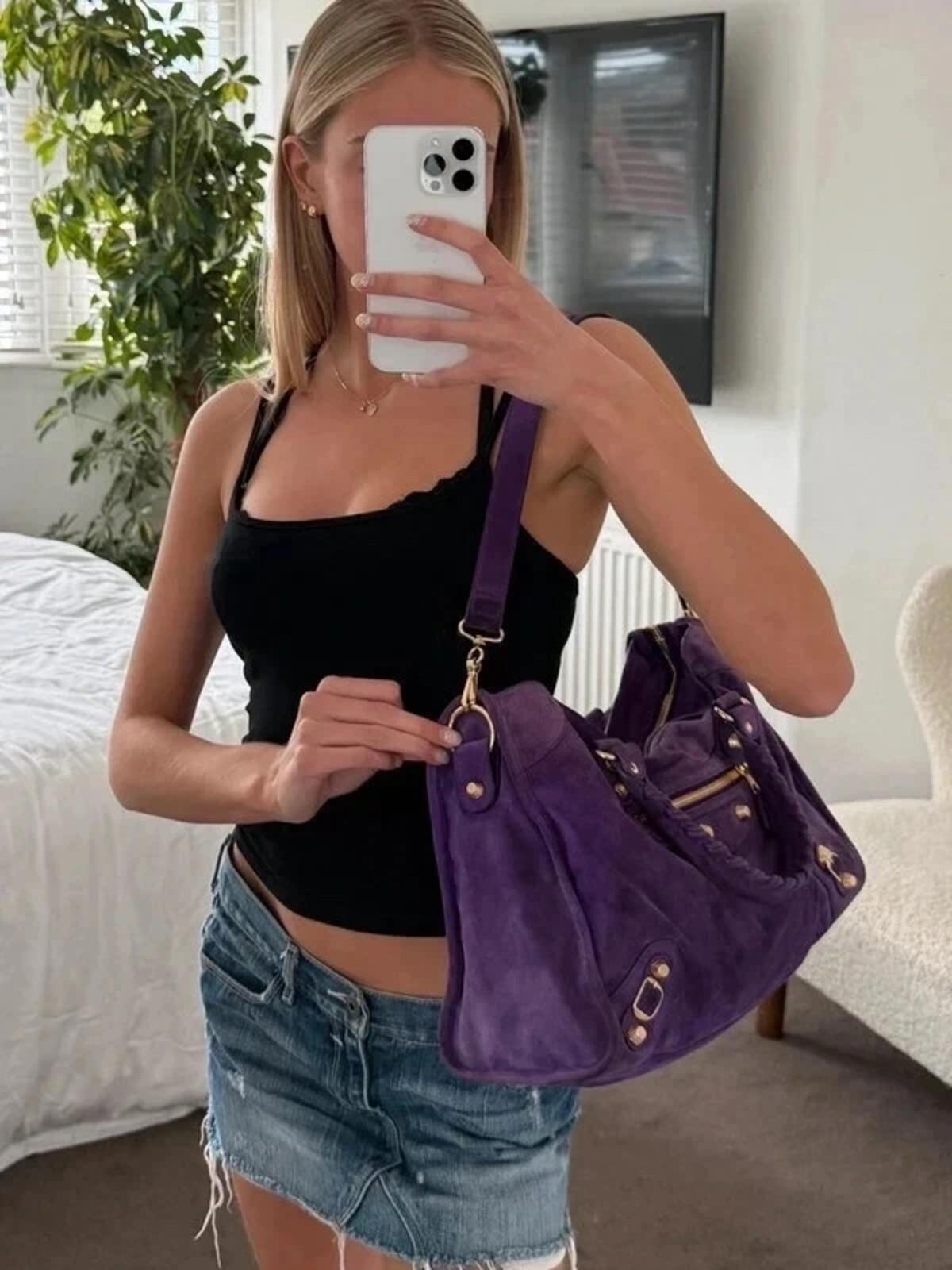 Balenciaga Giant 12 Motorcycle City bag in Ultra Violet suede