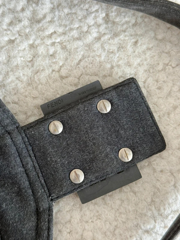 fendi mamma baguette grey jersey shoulder bag