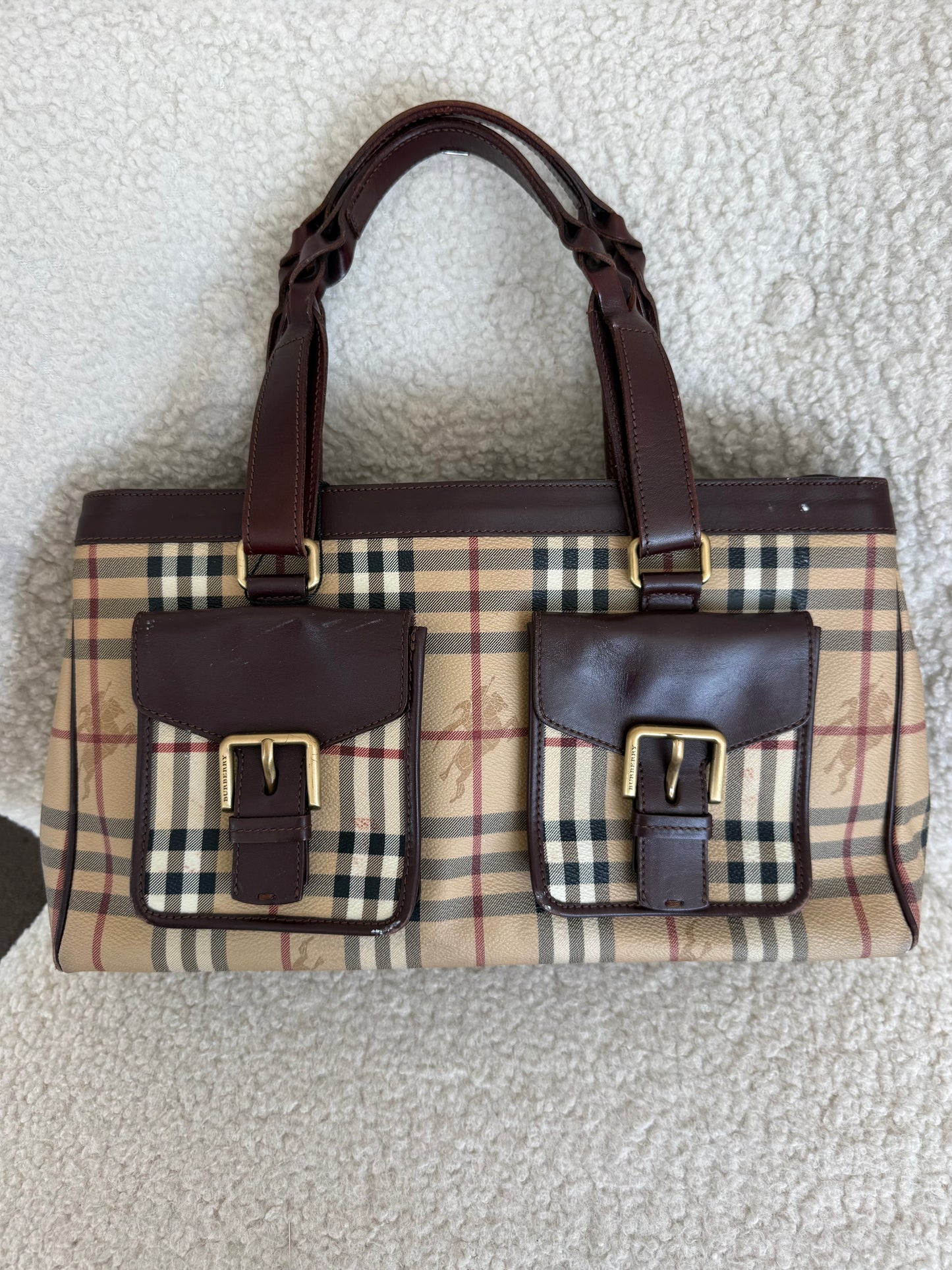 Vintage Burberry Haymarket Check Rectangle Handbag