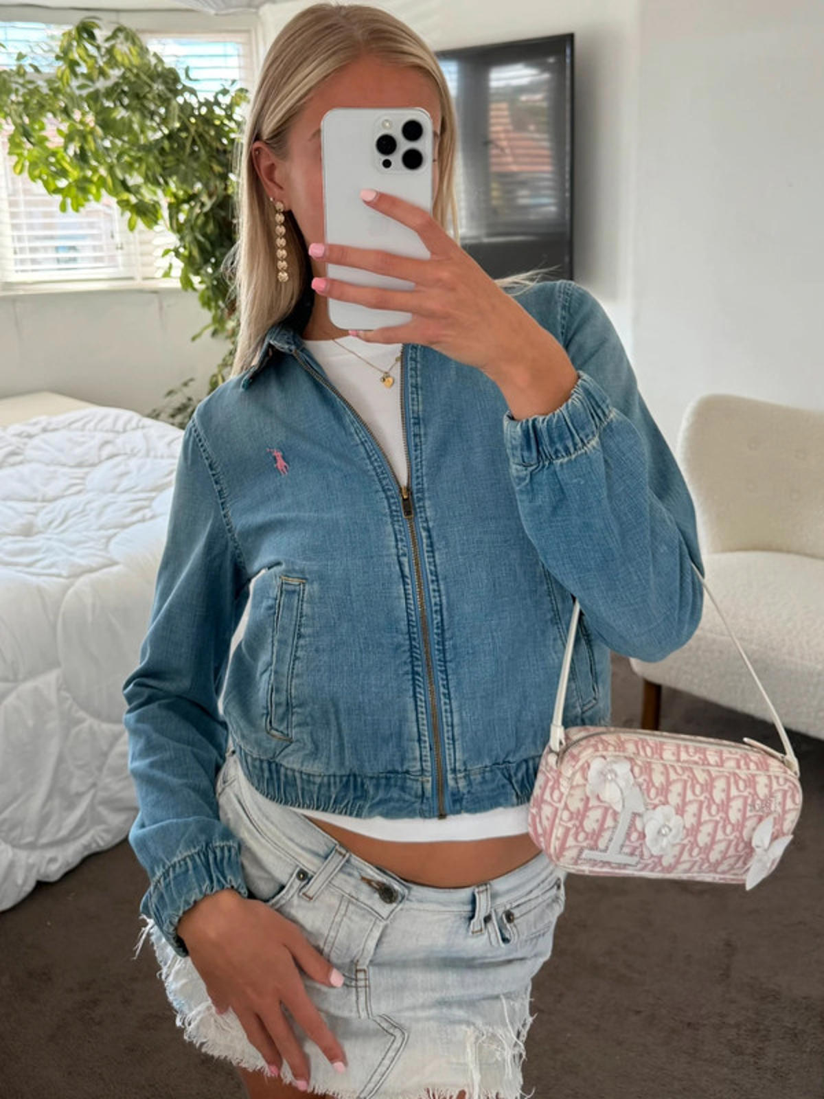 Polo Ralph Lauren cropped denim Harrington bomber jacket