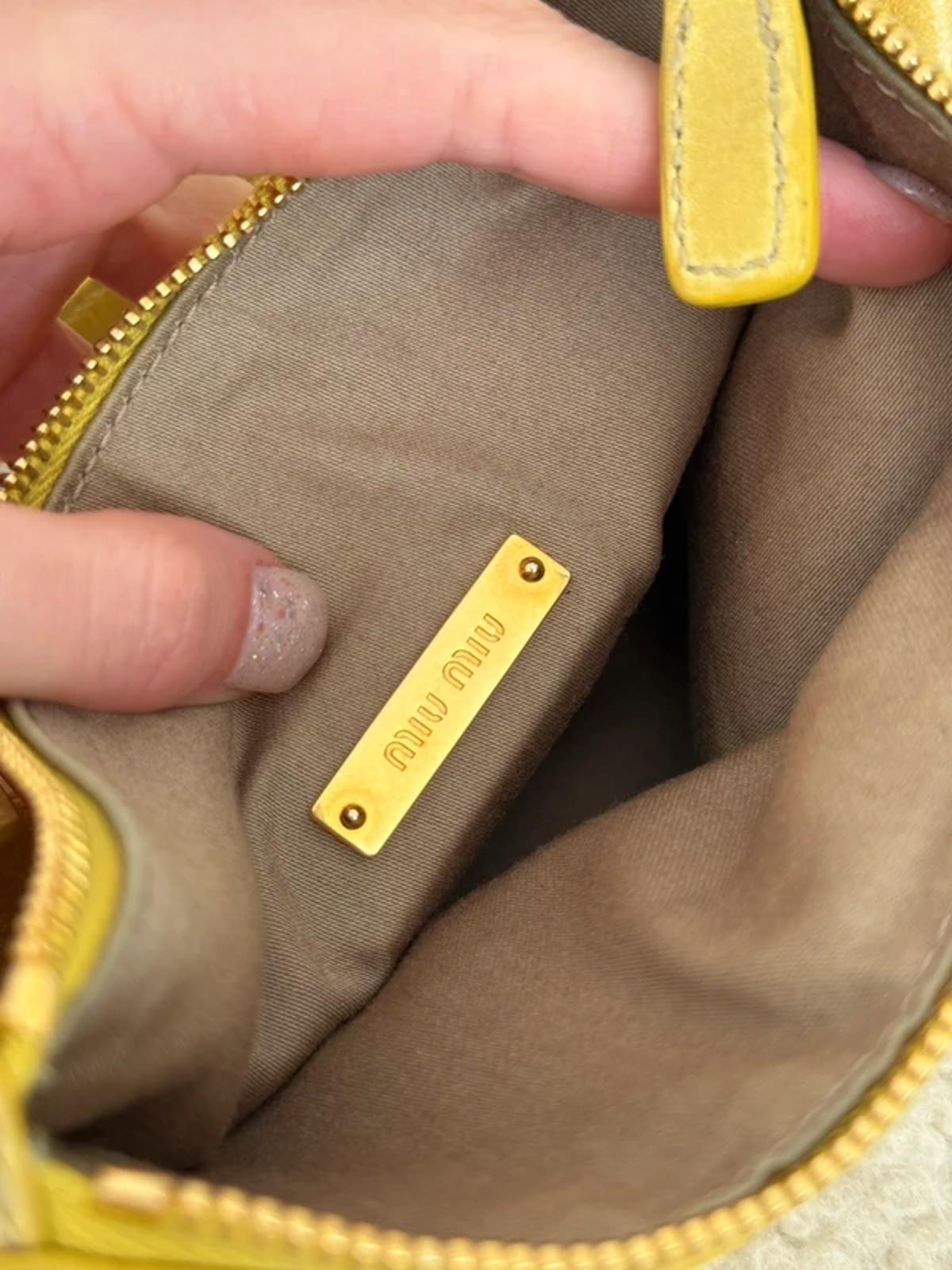 Miu Miu Bow Shoulder Bag Yellow Leather