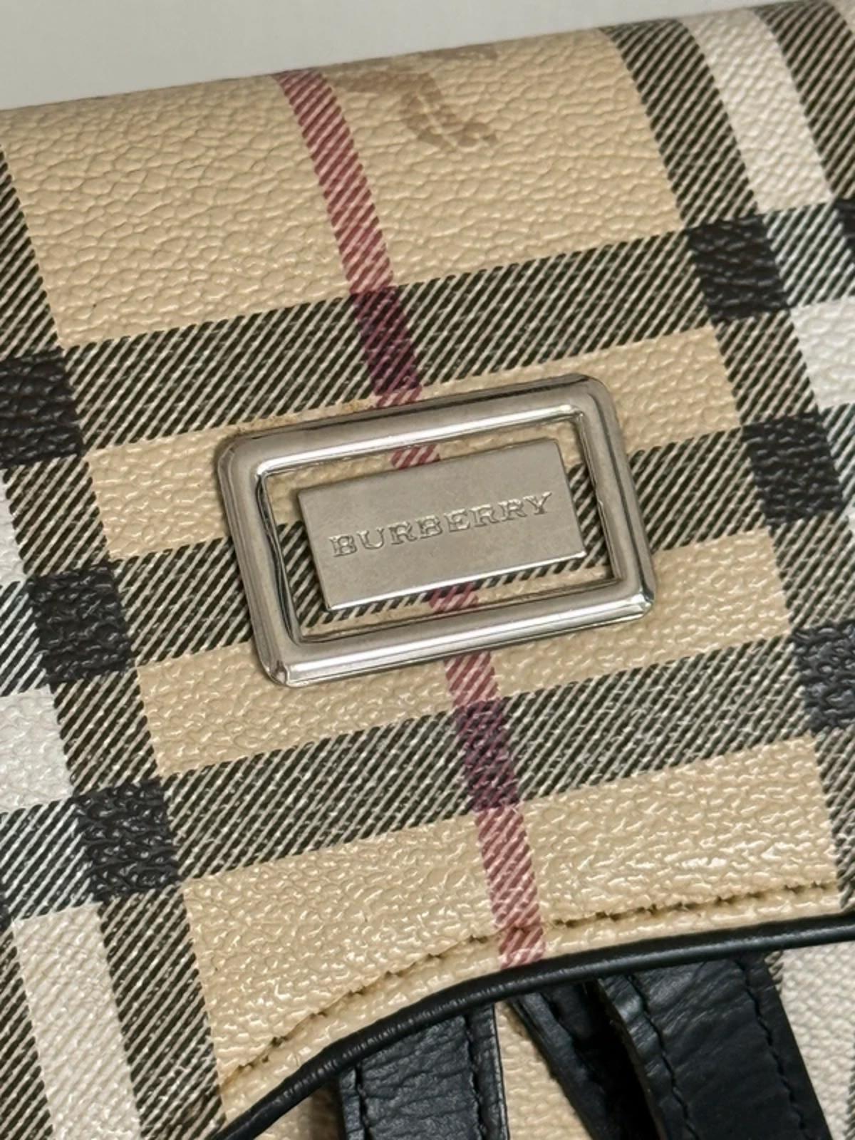 Burberry Nova Check Saddle Bag Black Leather Trim