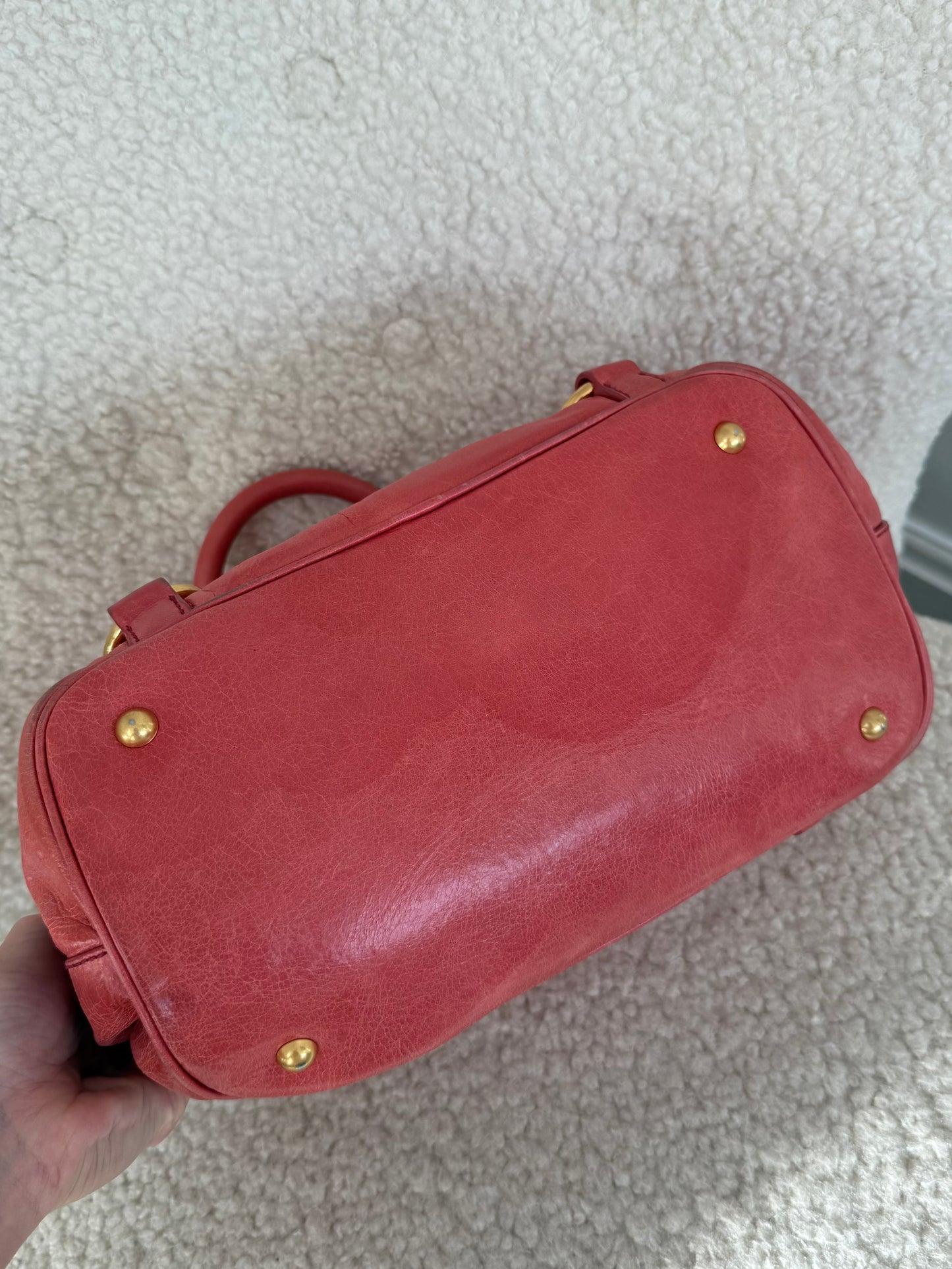 Miu Miu Bow Vitello Coral Shine Cammeo Pink Bag