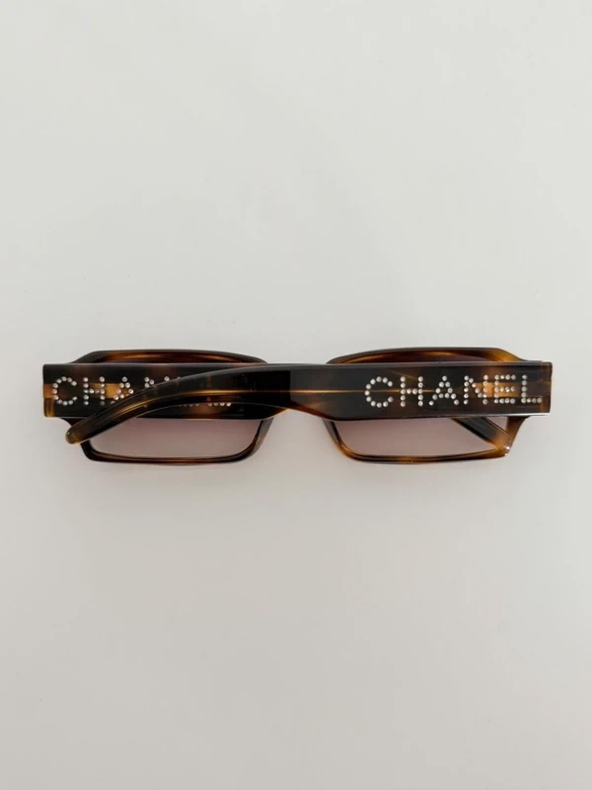 Chanel crystal rectangular sunglasses