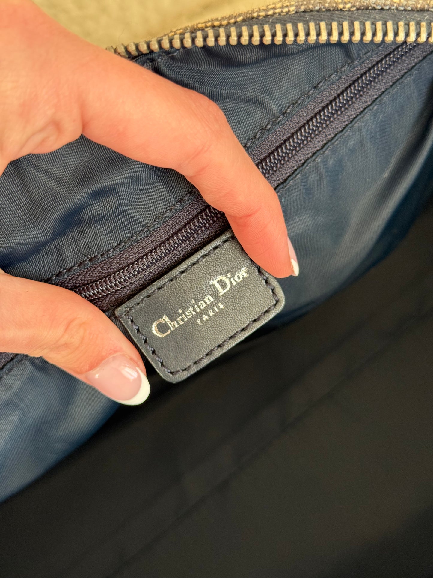 Christian Dior Trotter Oblique Logo Charm Shoulder Bag