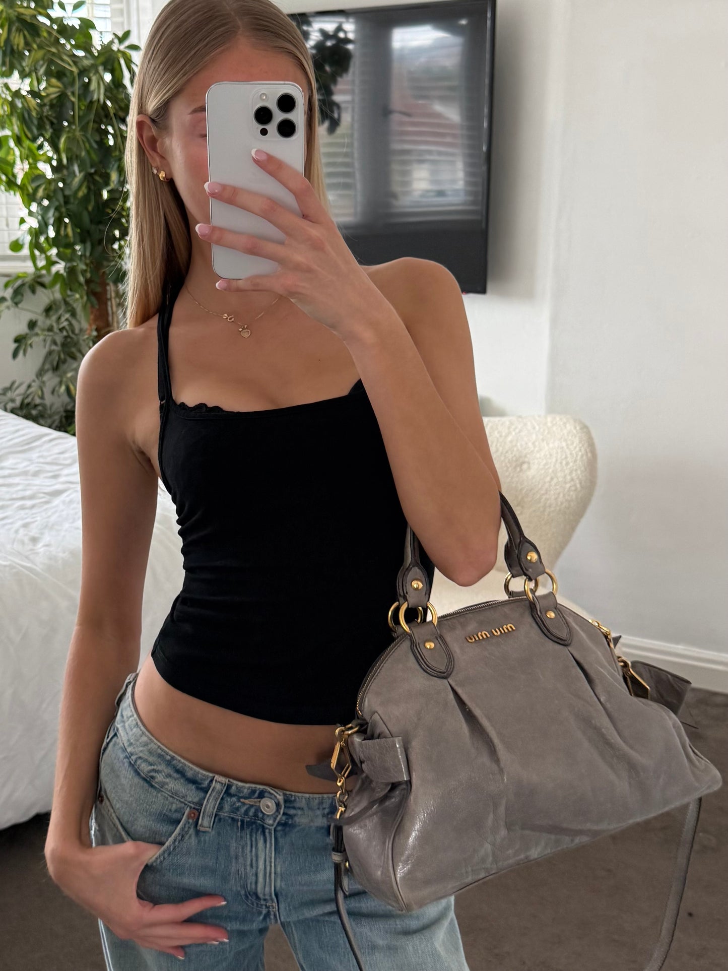 Miu Miu 2-Way Vitello Lux Bow Bag