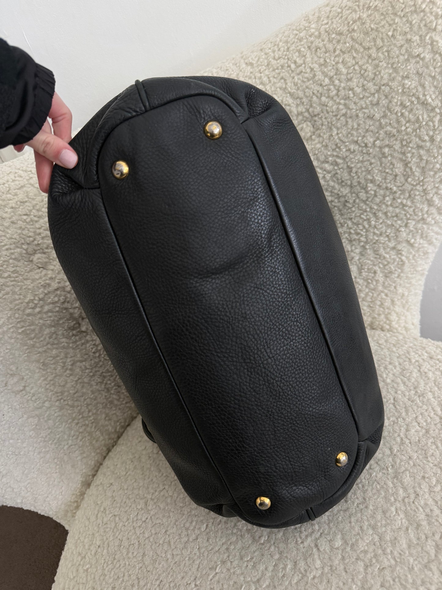 Miu Miu black leather tote bag