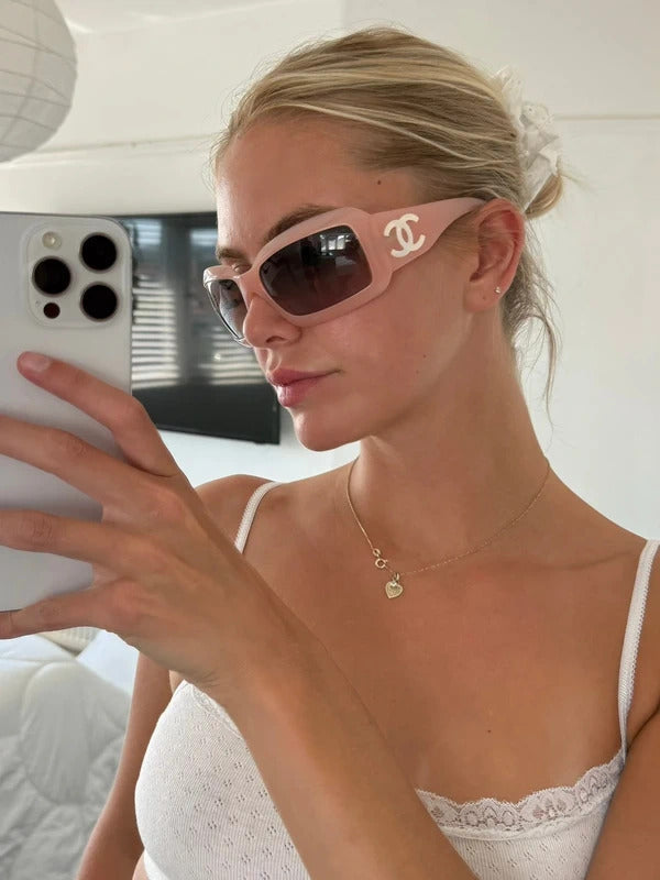 vintage chanel pink oversized cc sunglasses 5076-H
