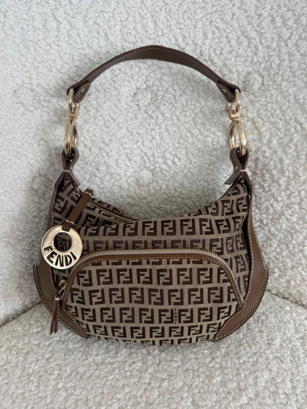 fendi zucca mini shoulder bag brown