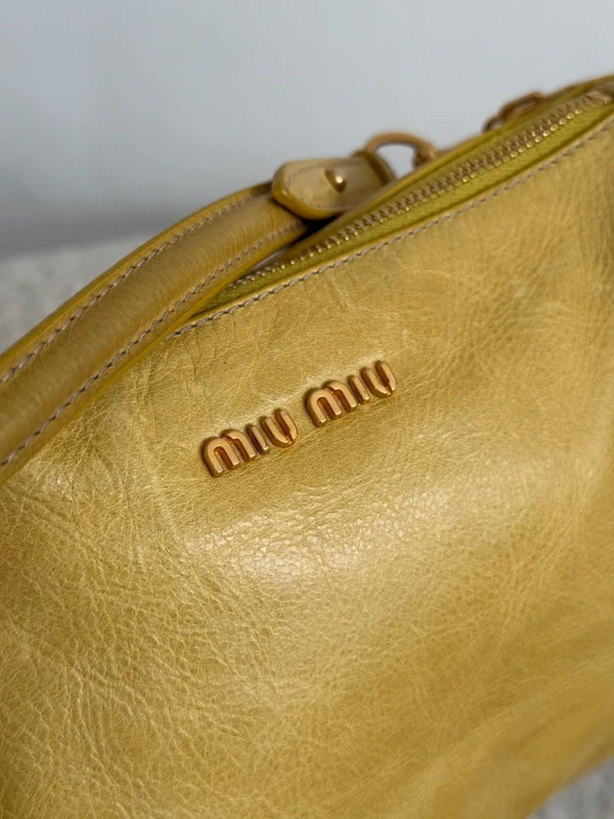 Miu Miu Bow Shoulder Bag Yellow Leather